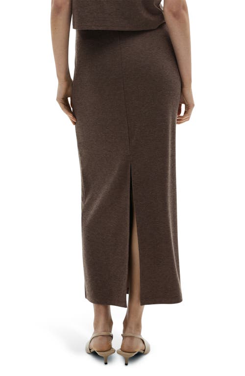 Mango Slit Knit Maxi Skirt In Brown