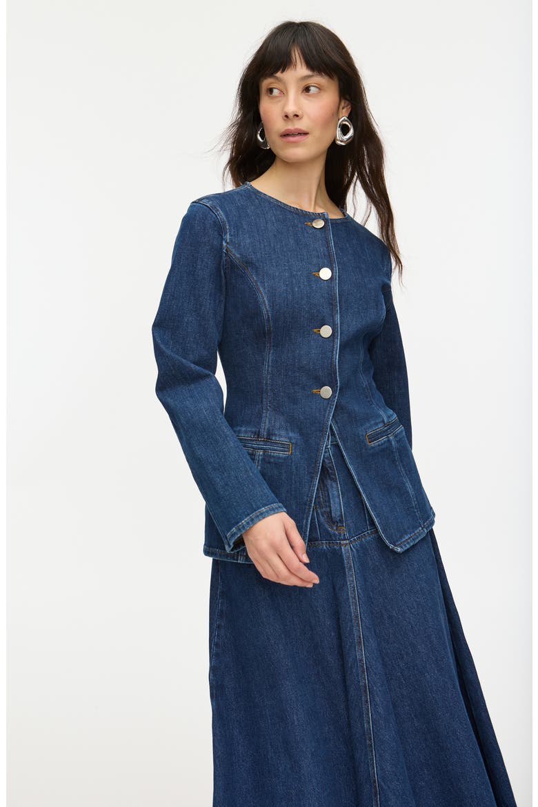 Daphne Denim Blazer, Alternate, color, OCEAN BLUE