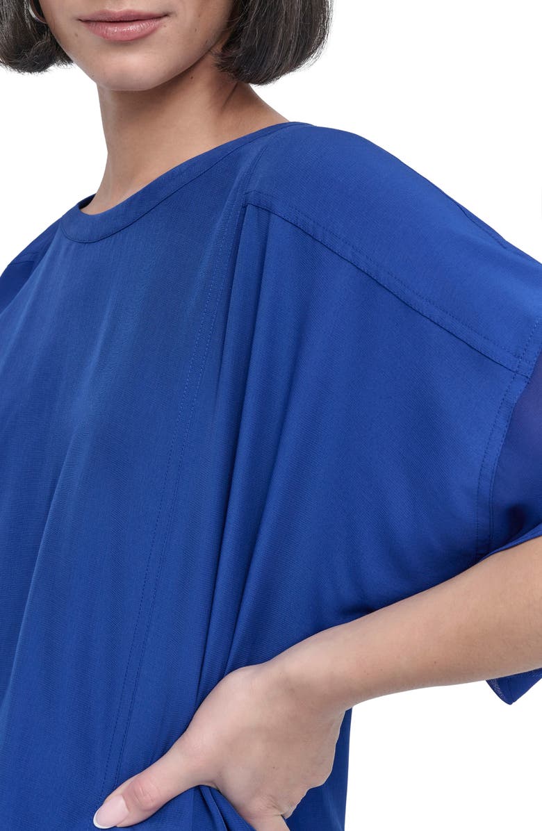 DKNY Mixed Media Dolman Sleeve Top, Alternate, color, Atlantic Blue