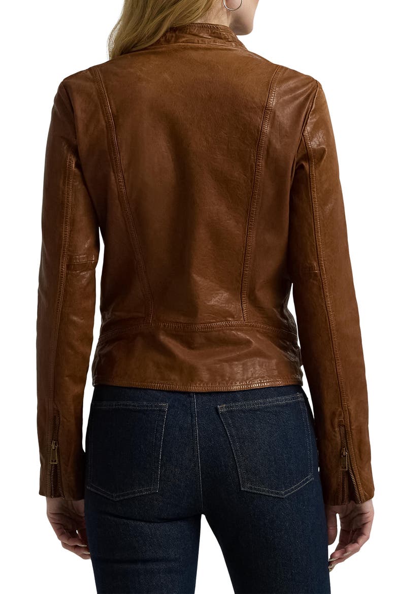 Tumbled Leather Jacket, Alternate, color, DARK WALNUT