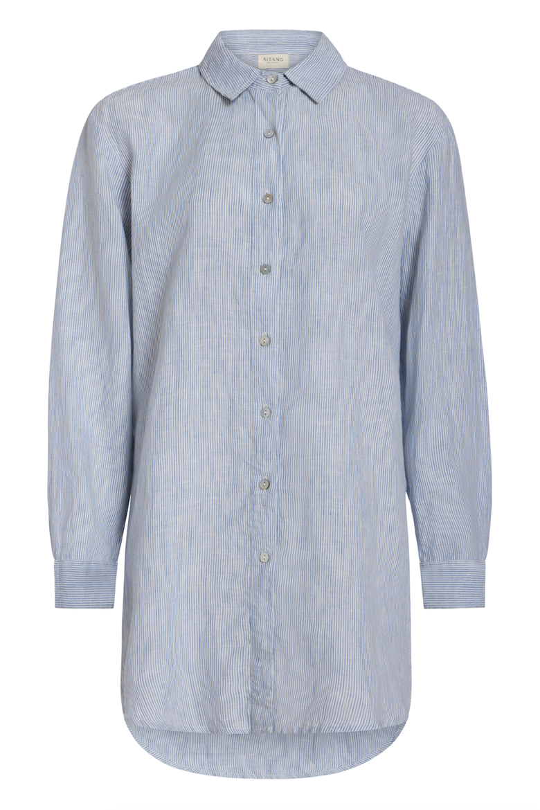 Lido Linen Shirt Dress, Alternate, color, Light Blue Stripes