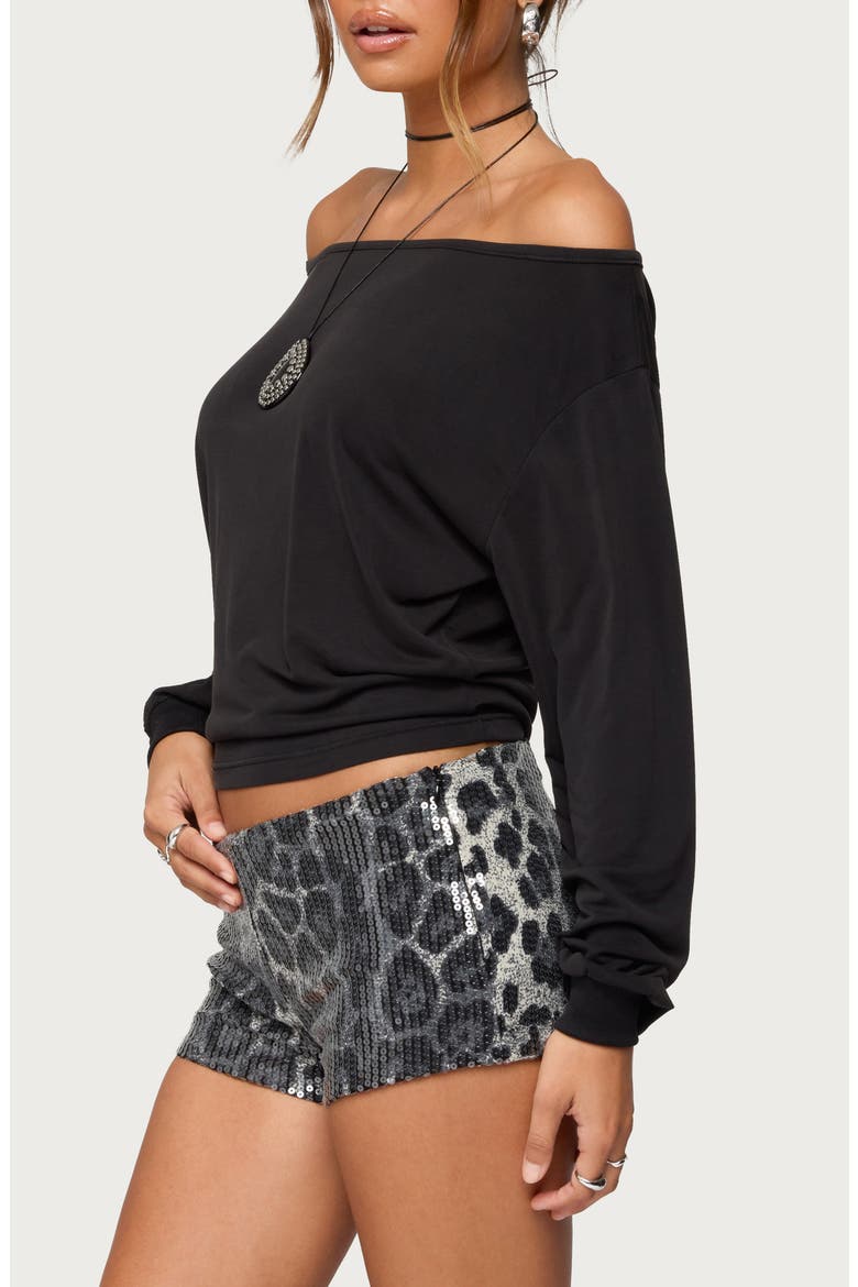 Nannie Off the Shoulder Top, Alternate, color, BLACK
