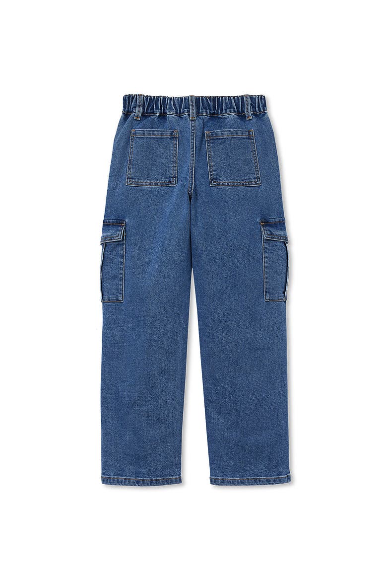 Girls Denim Cargo Wide Leg Jeans, Alternate, color, Metro Blue