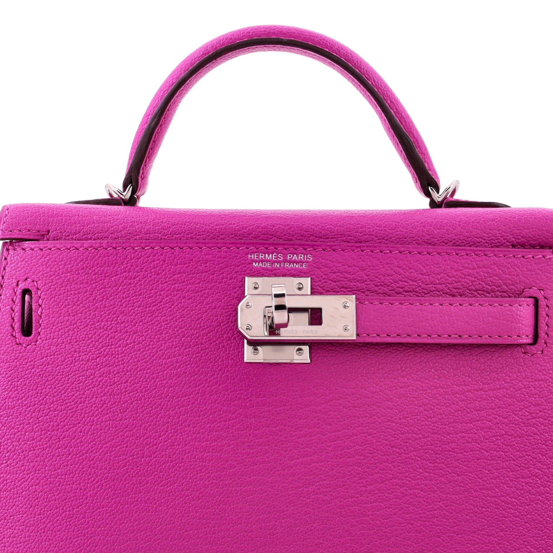 Pre-Owned Hermes Kelly Mini II Bag Pink Chevre Mysore with Palladium Hardware 20, Alternate, color, Rose Pourpre