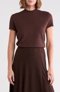 T Tahari Mock Neck Short Sleeve Knit Sweater