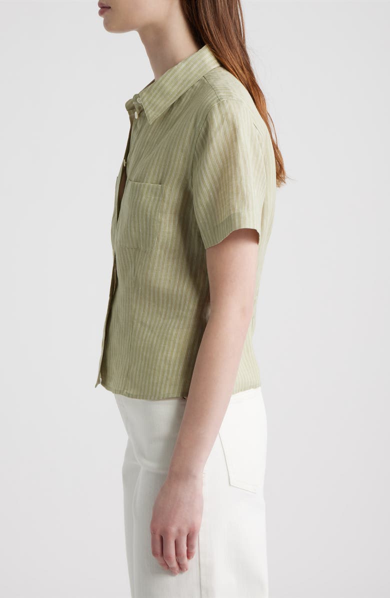 FRAME The Seaside Pinstripe Button-Up Top, Alternate, color, Sage Multi