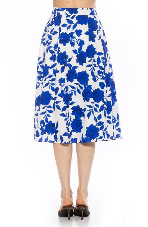 Alexia Admor Maya Midi Skirt In Blue Floral