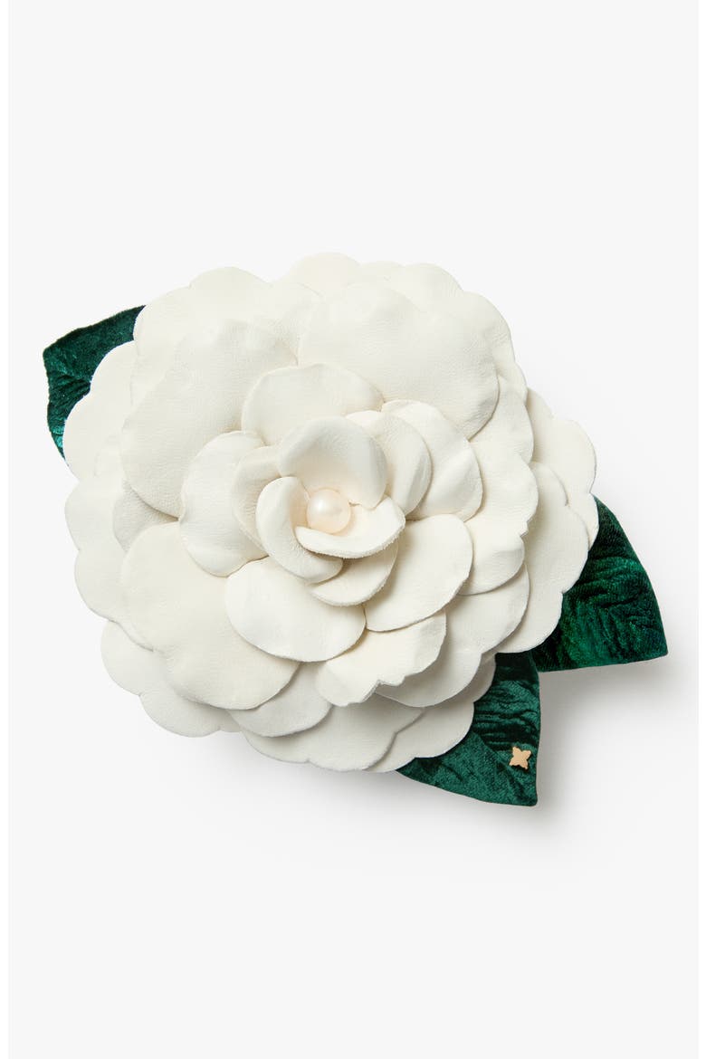 The Large White Gardenia Floral Brooch, Main, color, White