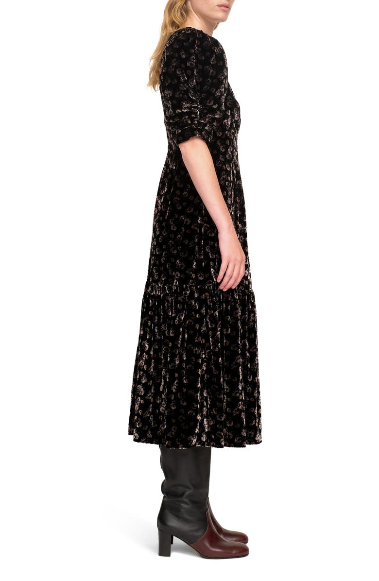 Sea Valerie Burnout Velvet Midi Dress, Alternate, color, 