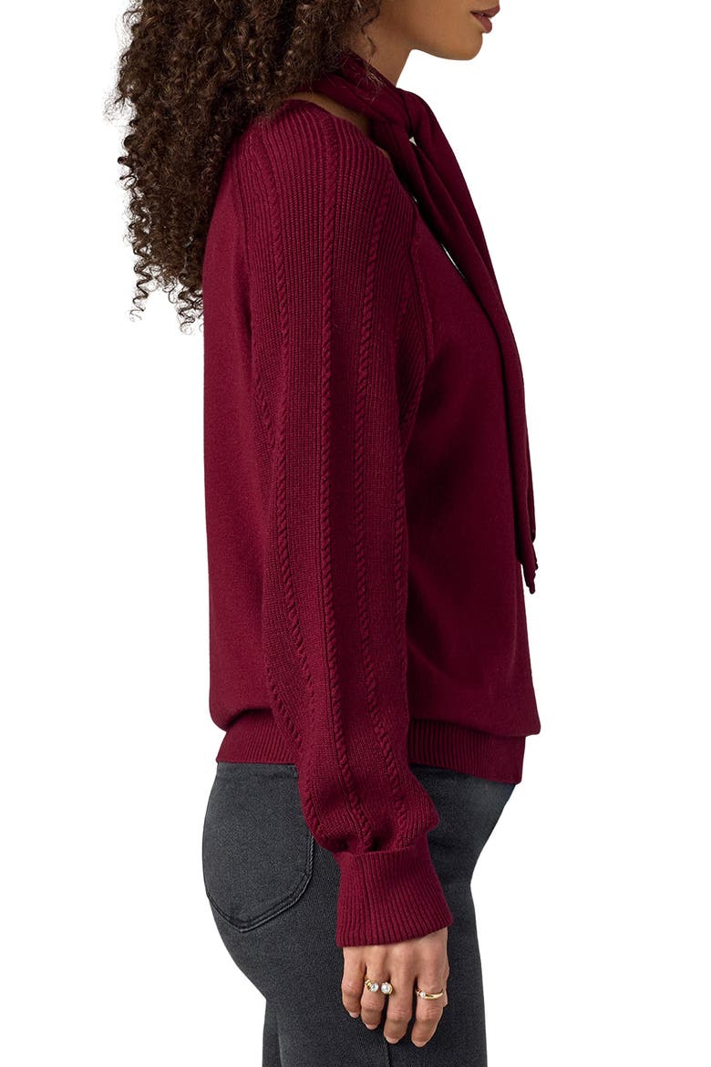Tie Neck Sweater, Alternate, color, ZINFANDEL