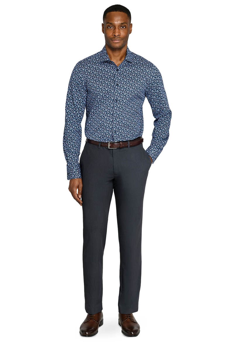 Slim Fit Floral Stem Reworked Button-Up Shirt, Alternate, color, NAVY