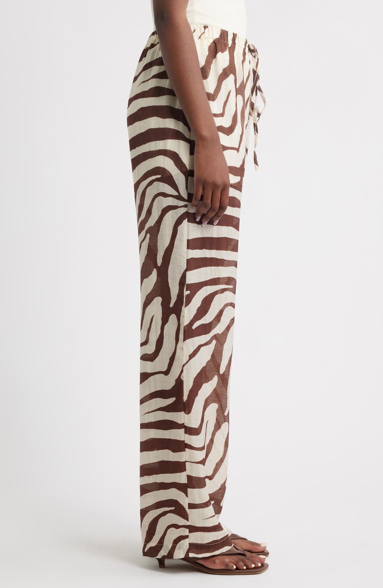 MANGO Koni Animal Print Wide Leg Pants, Alternate, color, Ecru