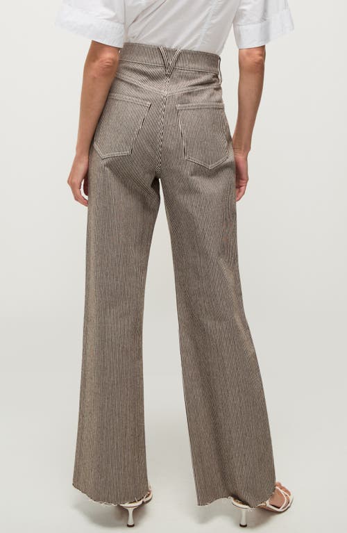 Veronica Beard Taylor High Waist Raw Hem Wide Leg Jeans In Cedar Stripe