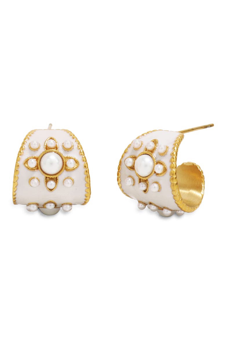 Daisy Huggie Hoop Earrings, Main, color, GOLD