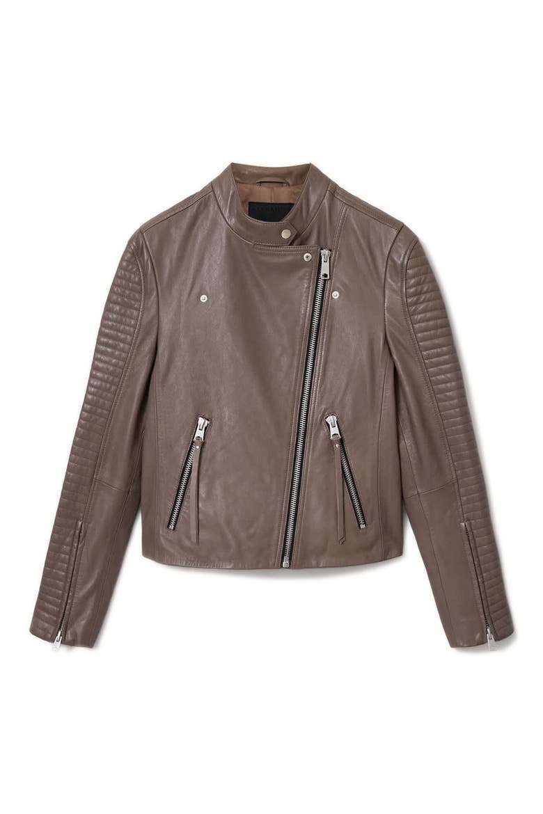 Raul Leather Biker Jacket, Alternate, color, MOCHA BROWN
