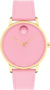 Movado Face Leather Strap Watch, 39mm