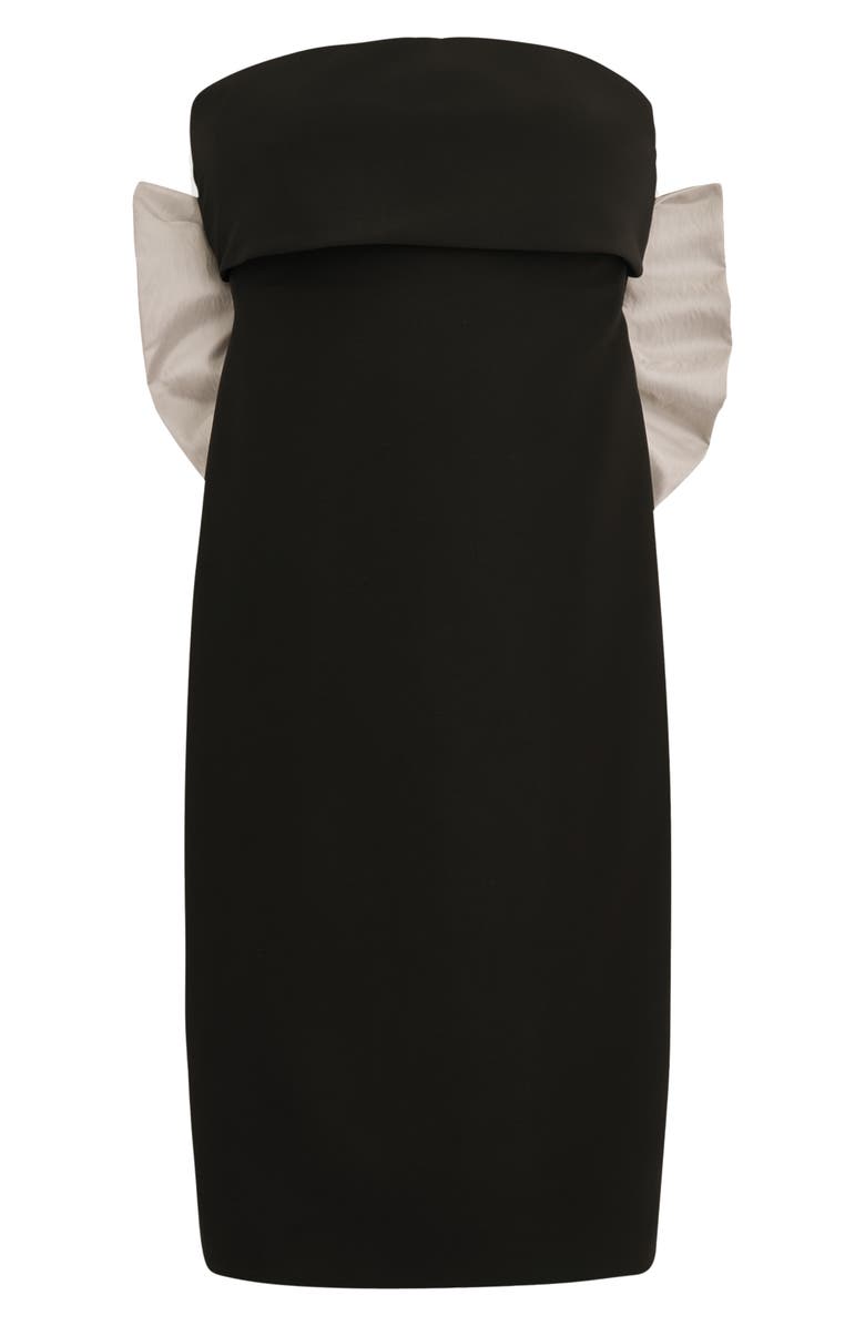 Donna Karan New York Contrast Bow Back Strapless Cocktail Dress, Alternate, color, Black Cream