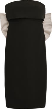 Donna Karan New York Contrast Bow Back Strapless Cocktail Dress