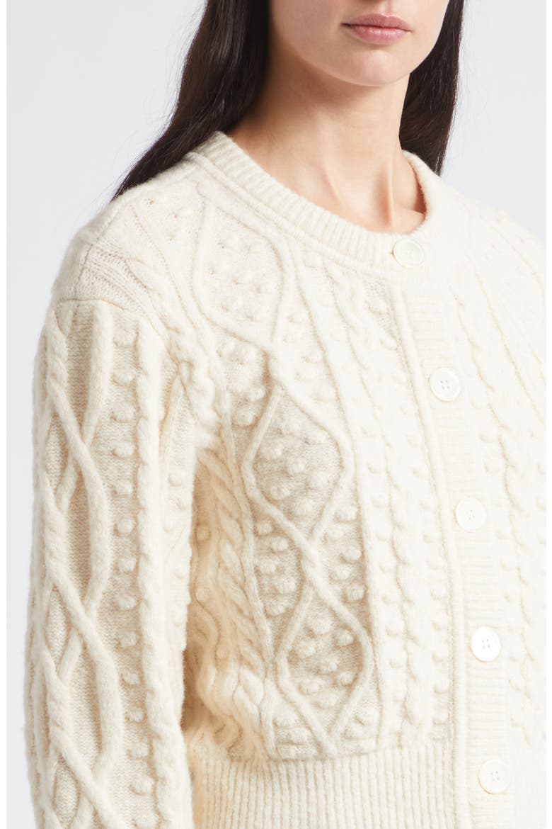 Rana Cable Knit Cardigan, Alternate, color, CREAM