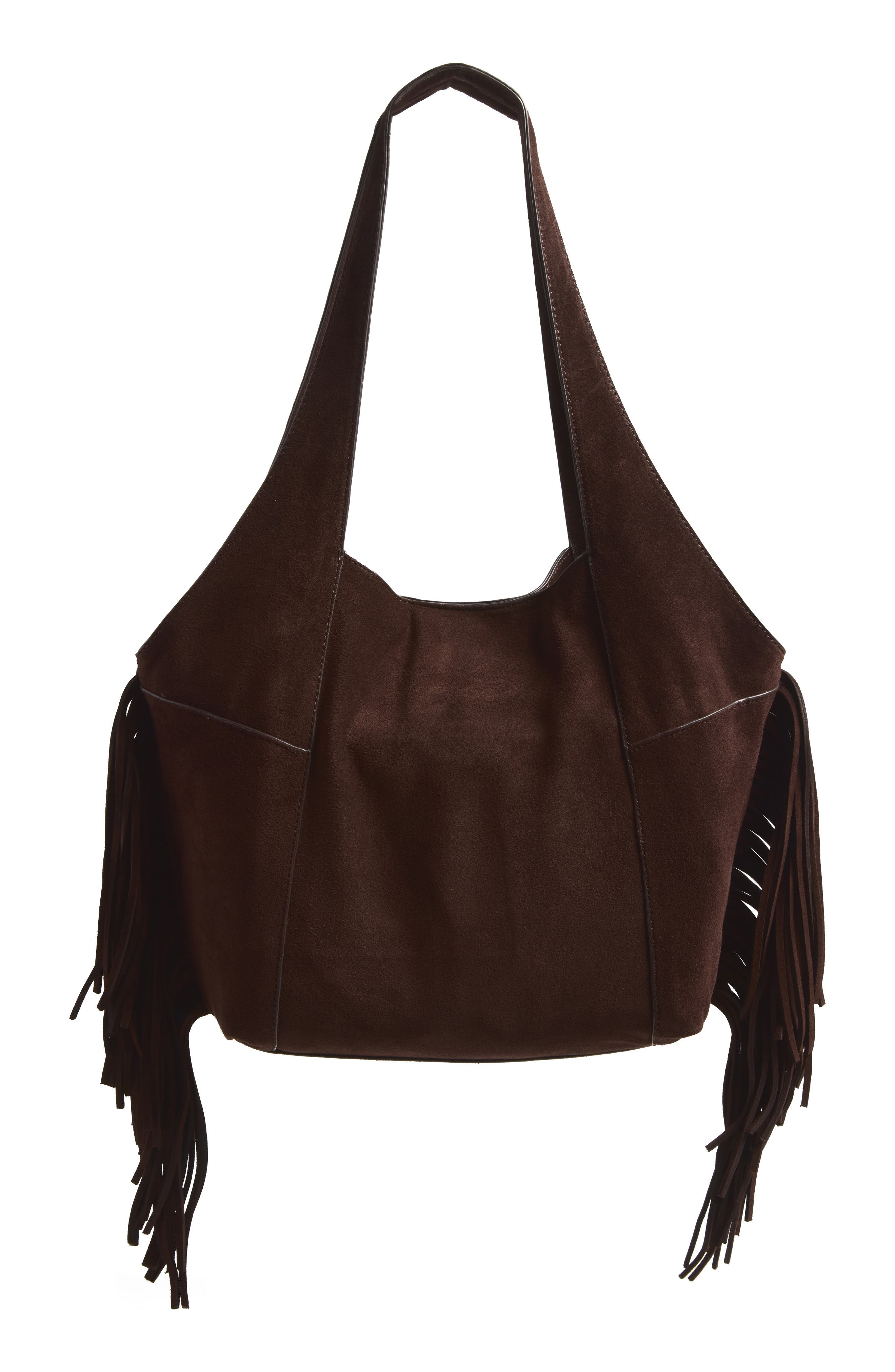 Brayton Fringe Suede Shopper, Alternate, color, CHO