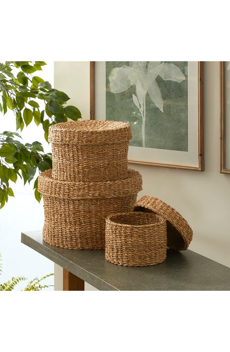 Napa Home & Garden Seagrass Round Lidded Baskets Set of 3, Alternate, color,