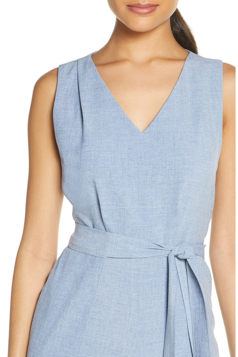Tie Waist Wide Leg Jumpsuit, Alternate, color, LIGHT BLUE