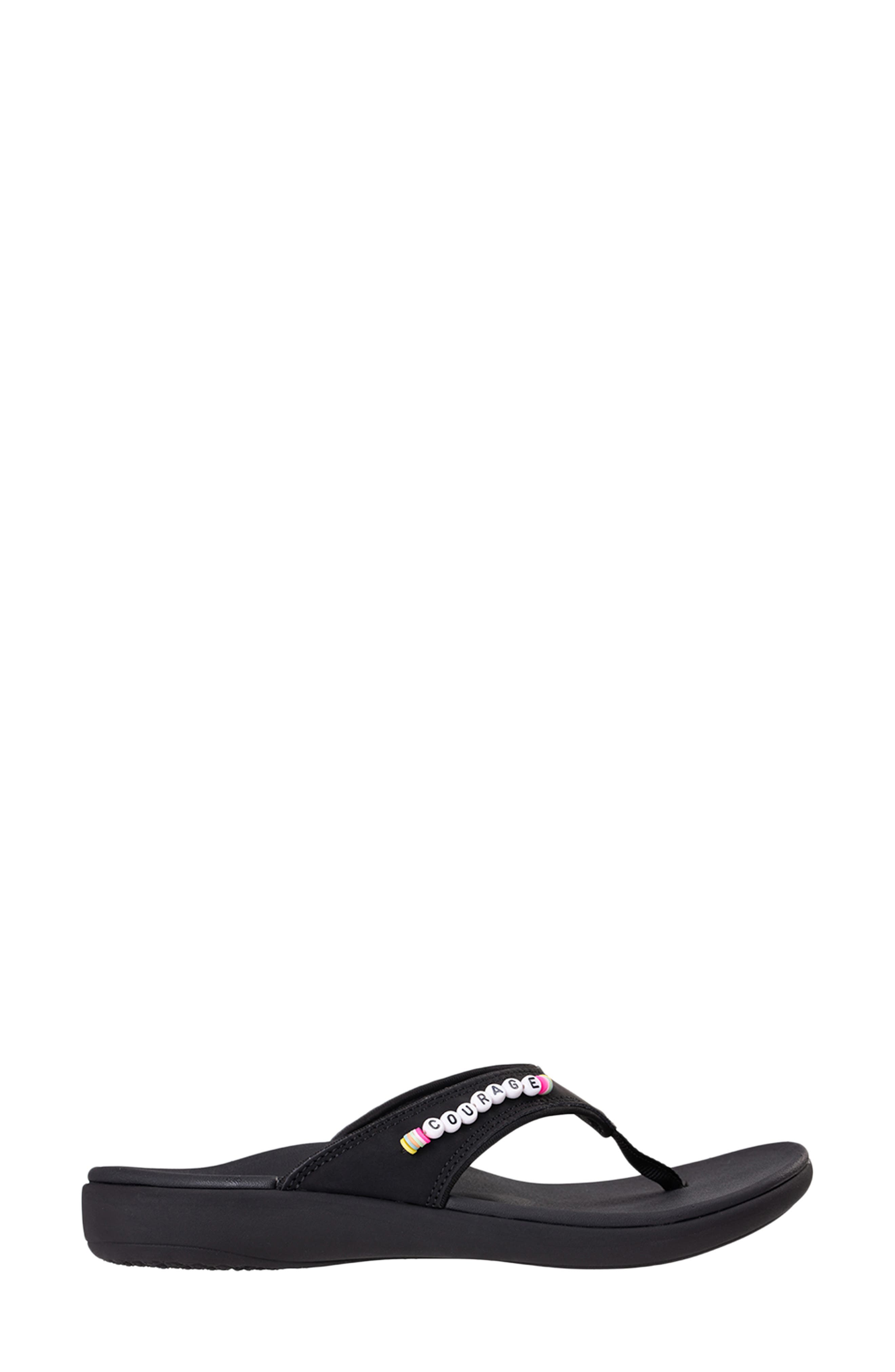 Yumi Friendship Courage Beaded Flip Flop, Alternate, color, BLACK