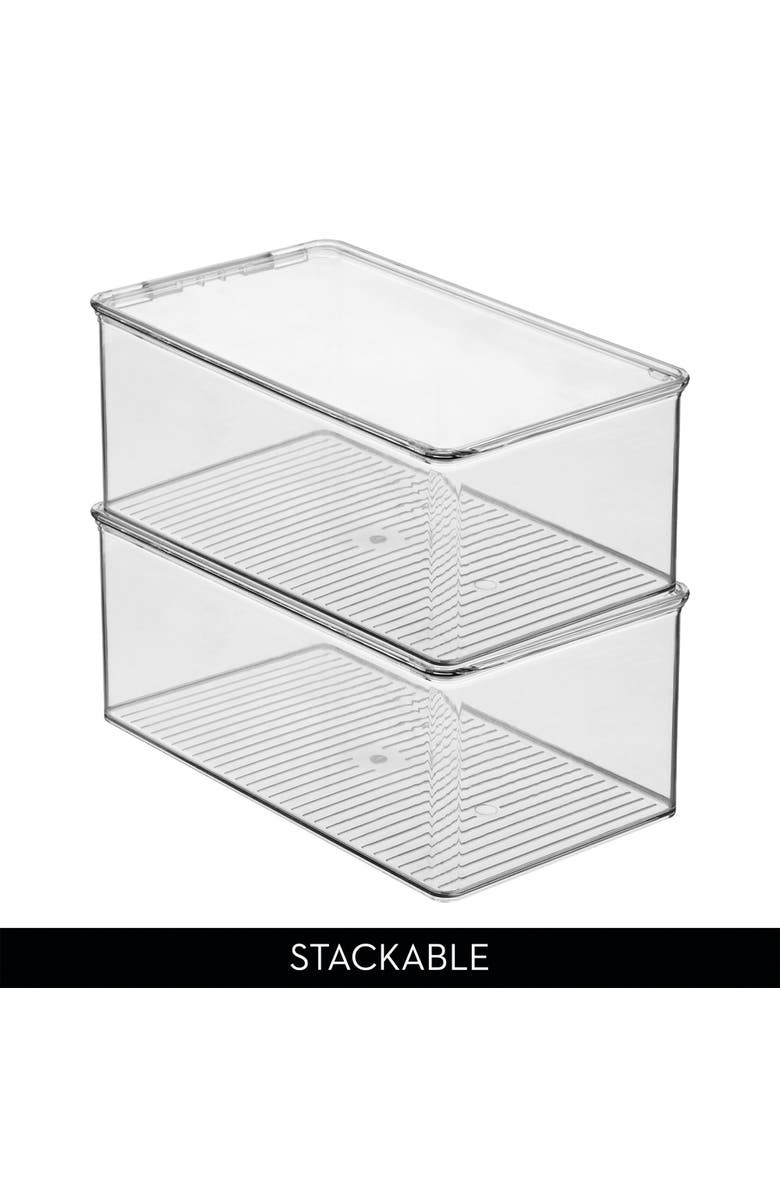 iDesign Stackable Clear Shoe Box with Hinged Lid for Wedges, Sandals, Flats - Set of 2, Alternate, color, Clear