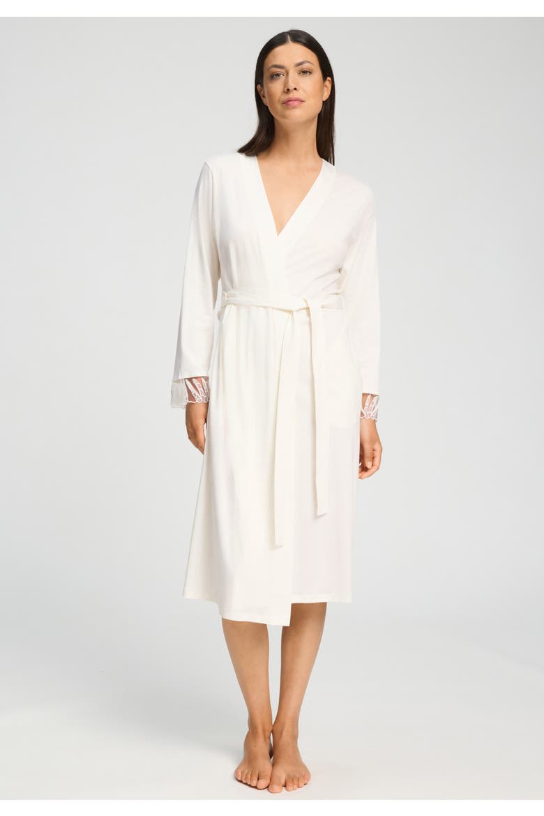 Rosaria Floral Embroidered Cotton Robe, Alternate, color, Off White