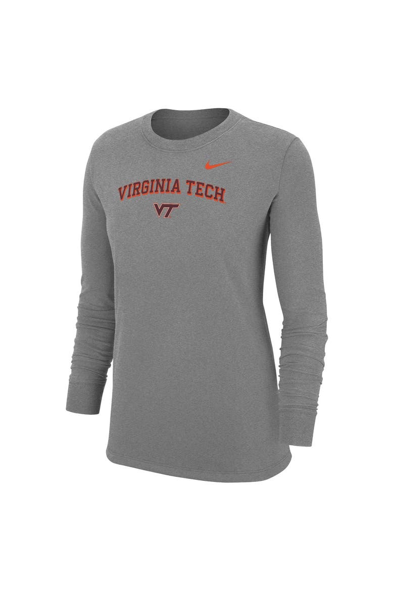 Women's Nike Heather Gray Virginia Tech Hokies Core Long Sleeve T-Shirt, Alternate, color, Heather Gray