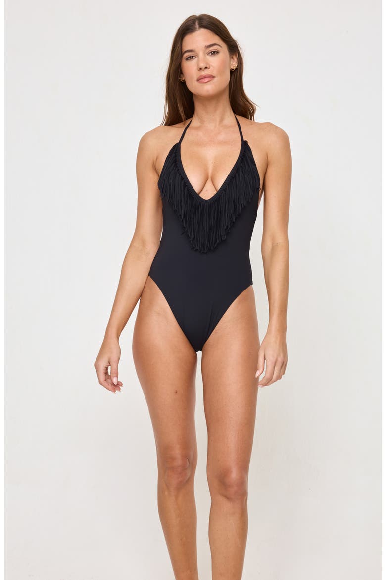 Deert Days Fringe One-Piece Swimsuit, Alternate, color, BLACK