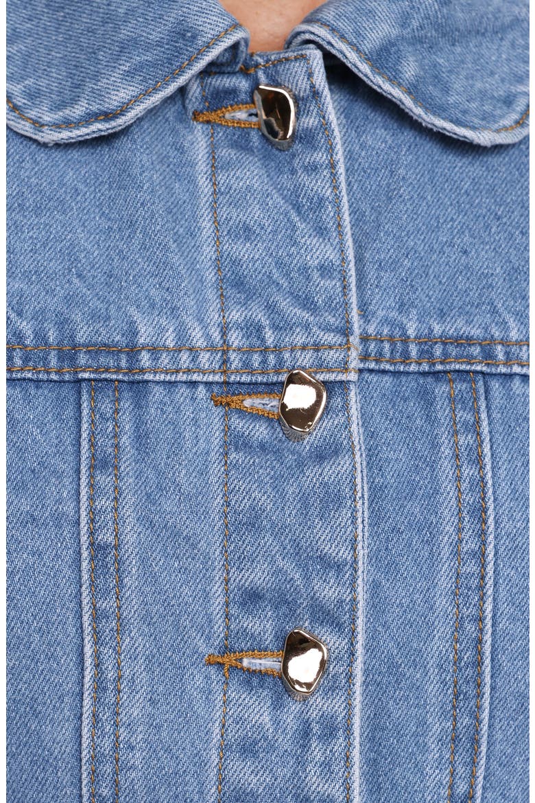 Faun Denim Crop Jacket, Alternate, color, MID BLUE