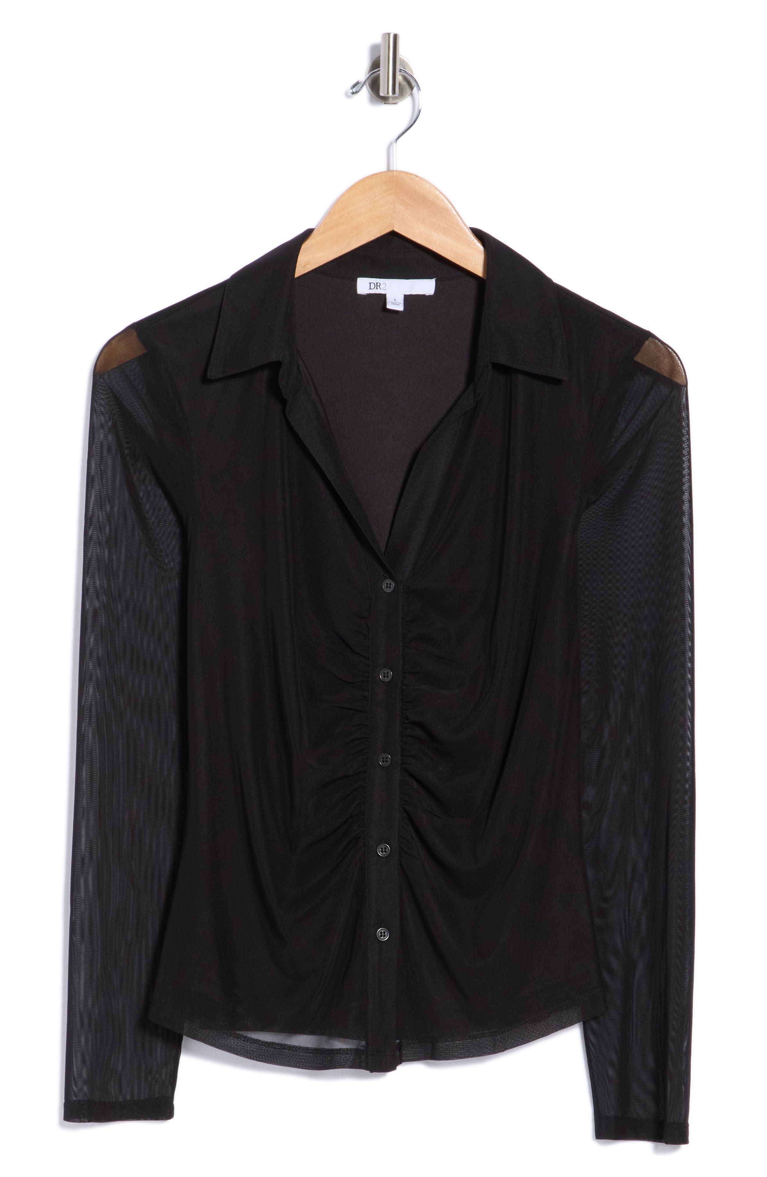 Ruched Front Mesh Top