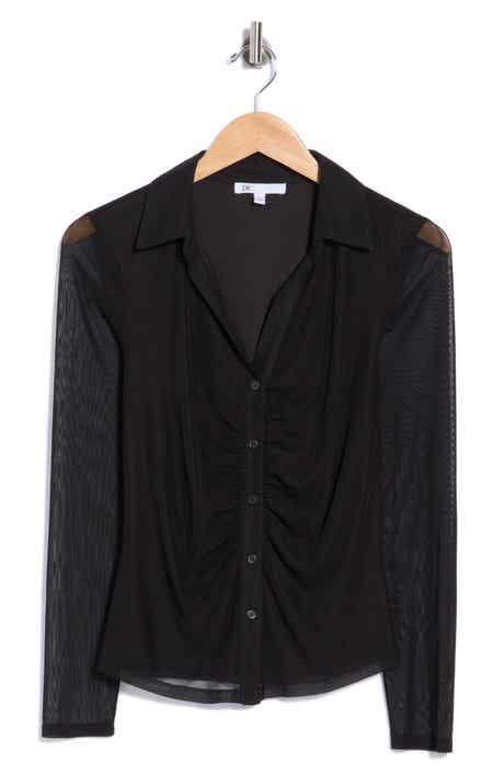 Ruched Front Mesh Top