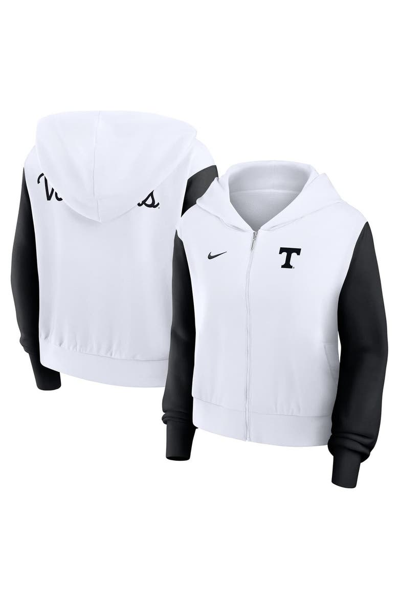 Women's Nike White Tennessee Volunteers Cropped Beyond Capability Color-Block Script Full-Zip Hoodie, Main, color, White