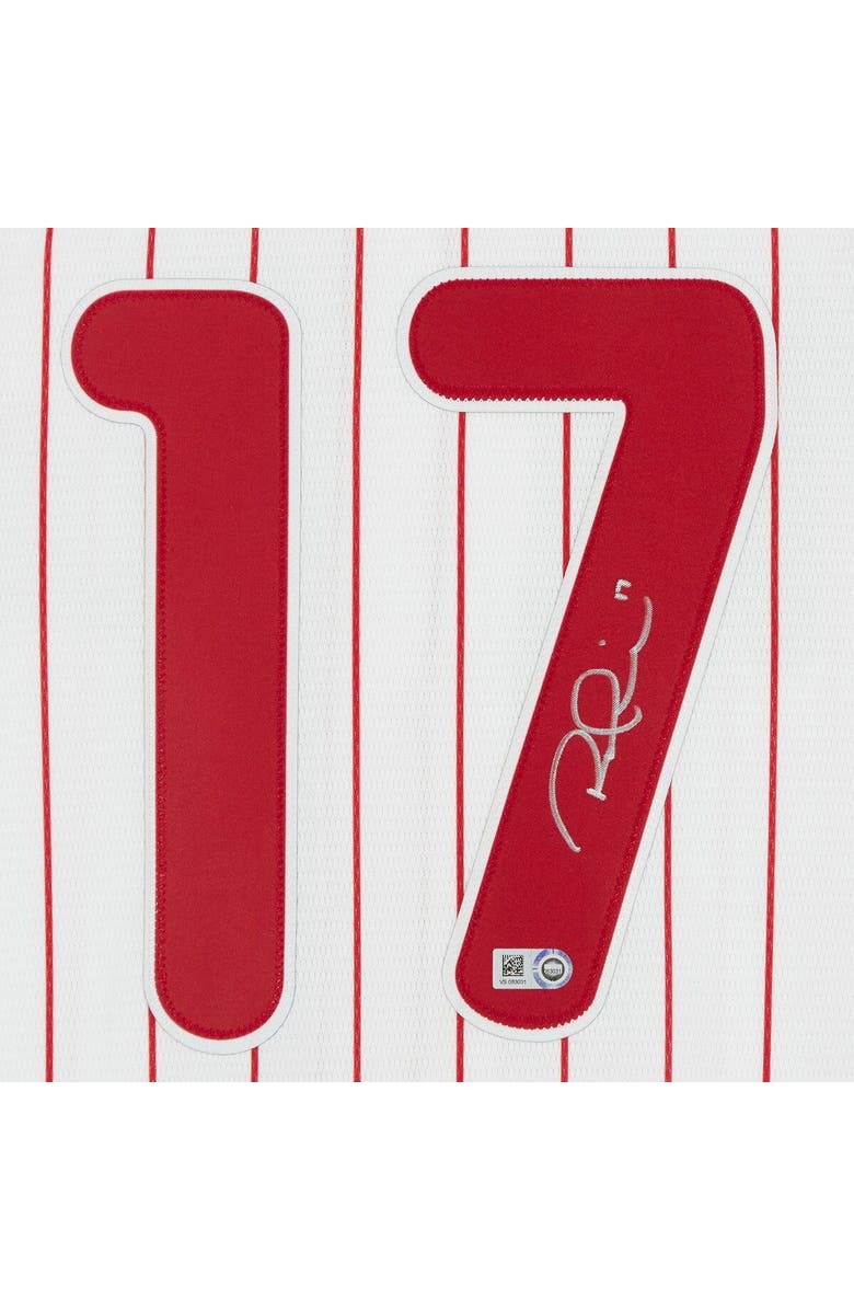 FANATICS AUTHENTIC Rhys Hoskins Philadelphia Phillies Autographed Majestic White Replica Jersey, Alternate, color,