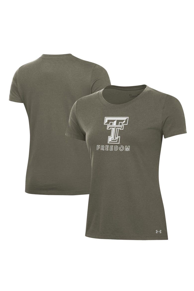 Women's Under Armour Olive Texas Tech Red Raiders Freedom Performance T-Shirt, Main, color, Olive