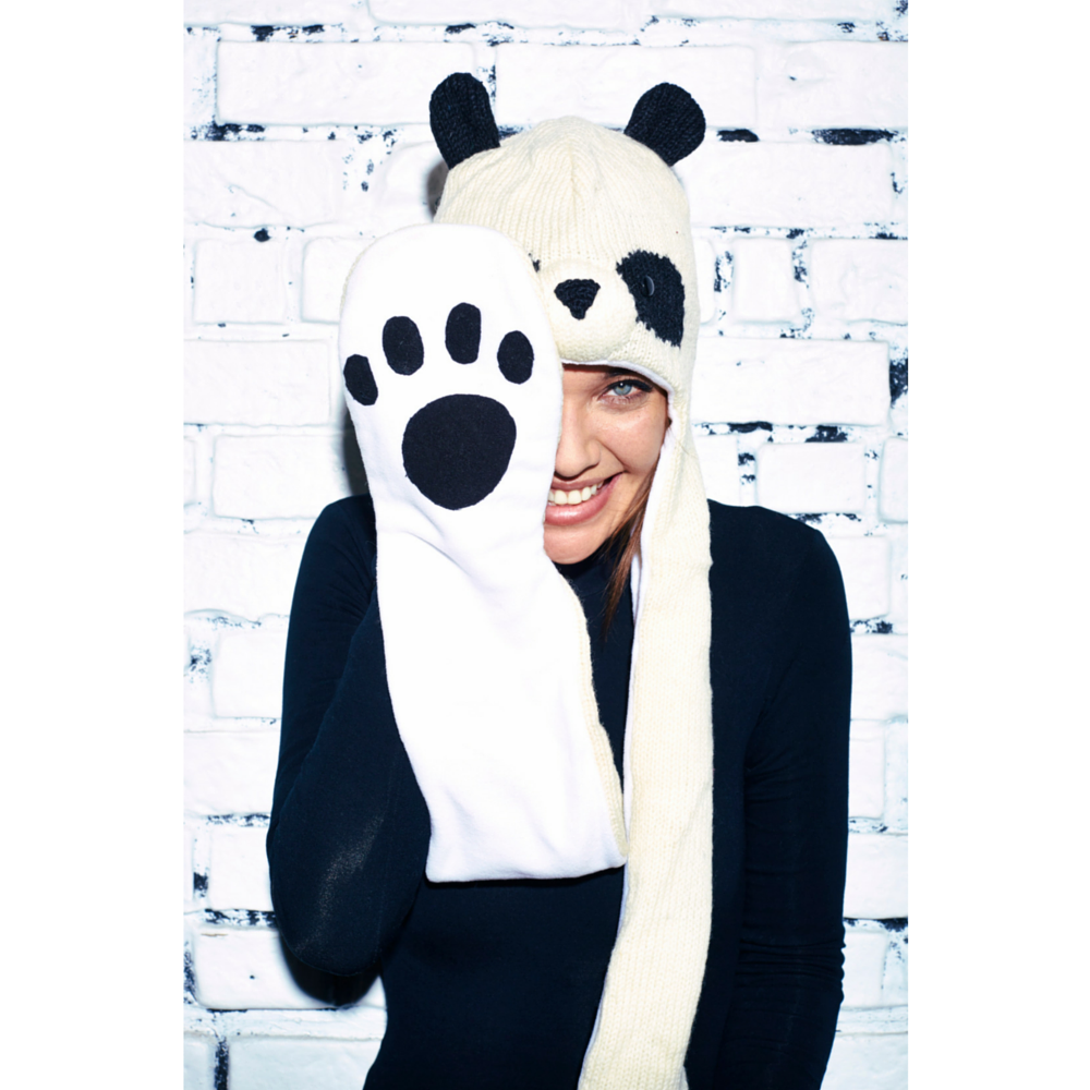 Nirvanna Designs Hand Knit Panda Hatscarf | Nordstrom