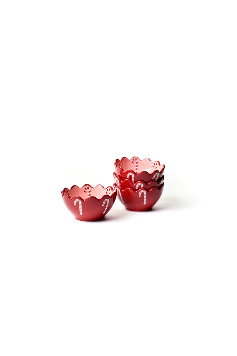 Red Candy Cane Scallop Dipping Bowl Set of 4, Main, color, Red