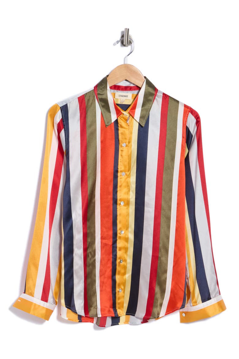 Tyler Silk Stripe Shirt, Main, color, MULTI BRIGHT STRIPE