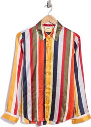 L'AGENCE Tyler Silk Stripe Shirt