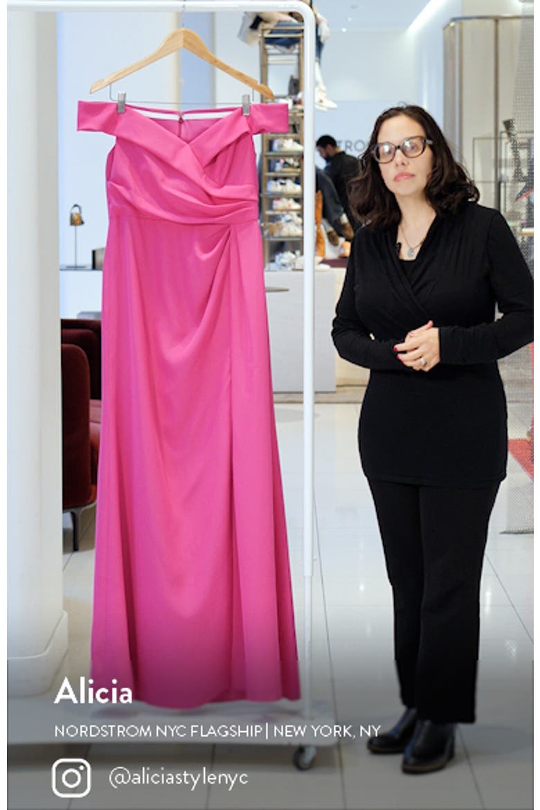 Off the Shoulder Crepe Gown video