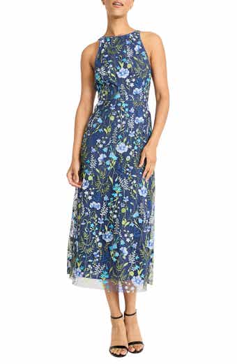 Embroidered Floral Halter Neck Dress