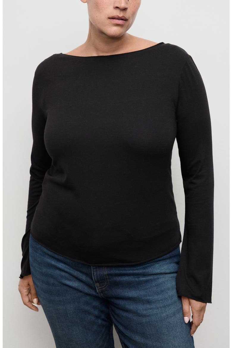 Boatneck Top, Alternate, color, BLACK