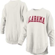 PRESSBOX Women's Pressbox  Oatmeal Alabama Crimson Tide Melange Poncho Vintage Fleece Long Sleeve Pullover Sweatshirt