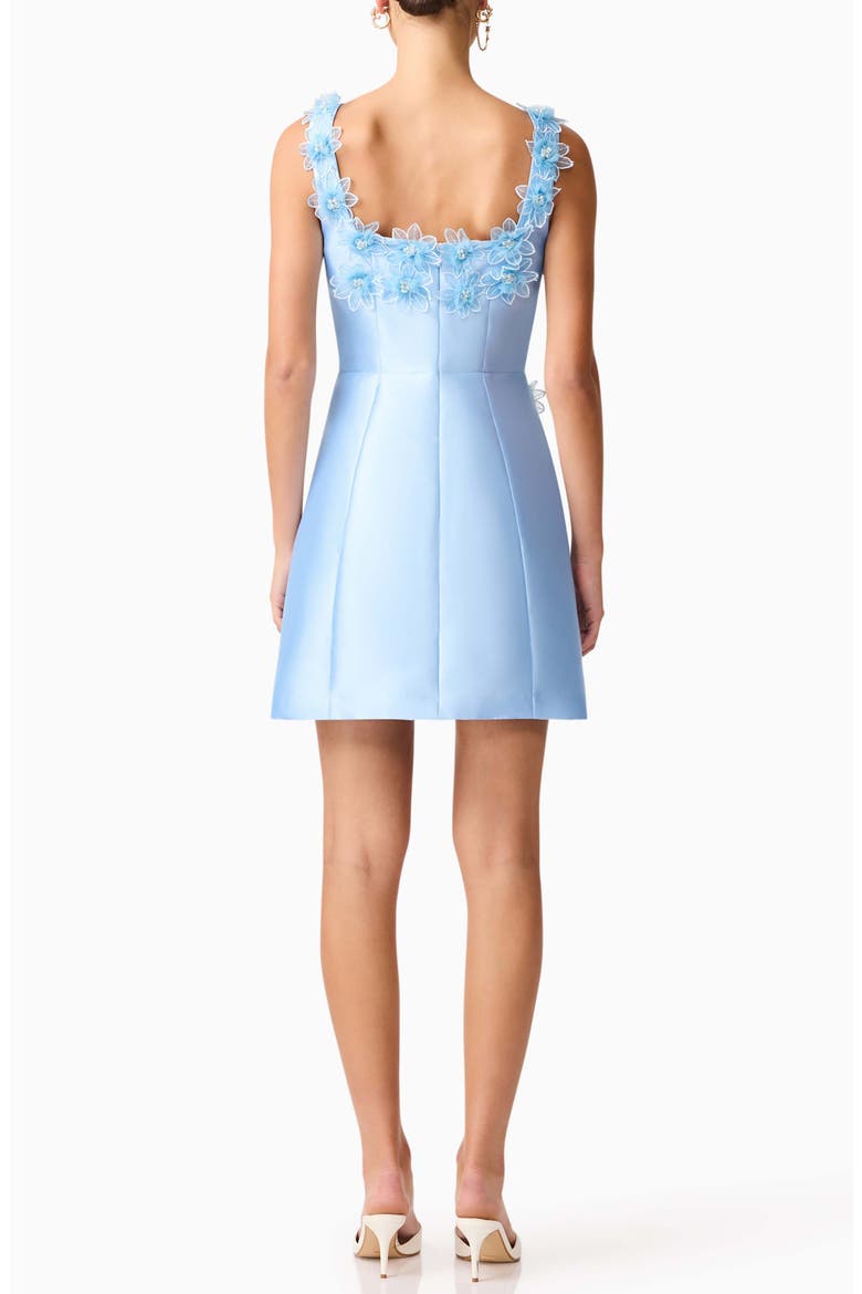 elder floral decal applique mini dress Elliatt Women's Elder 3D Floral Dress - Blue