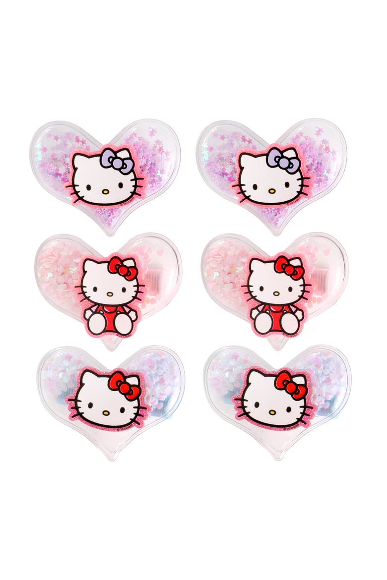 Heart Hair Clip 6-Piece Set, Snap Back Shaker Hair Clips, Main, color, Multicolored