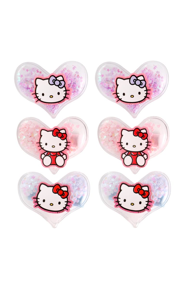 Hello Kitty Heart Hair Clip 6-Piece Set, Snap Back Shaker Hair Clips, Main, color, Multicolored