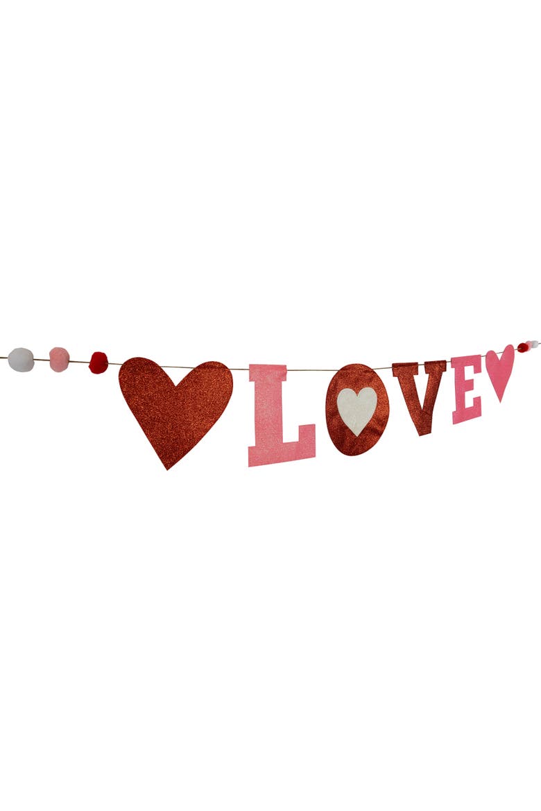 5' Glittered "Love" Valentine's Day Wall Banner Decoration, Alternate, color, Red