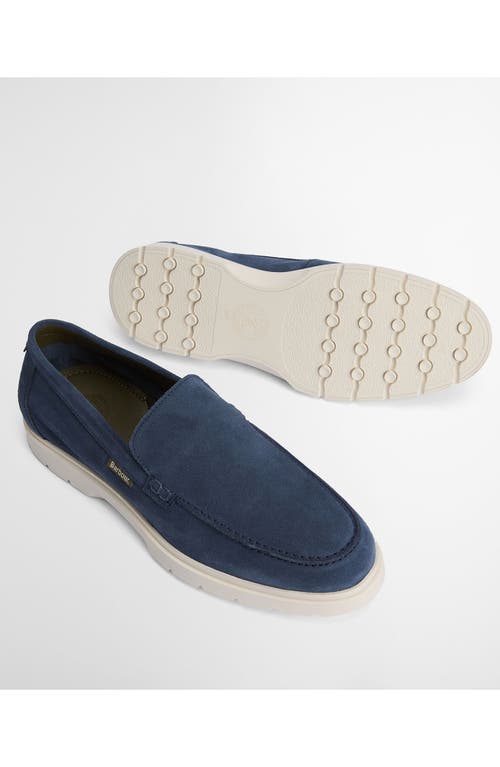 Barbour Carty Moc Toe Loafer In Shark Blue Suede